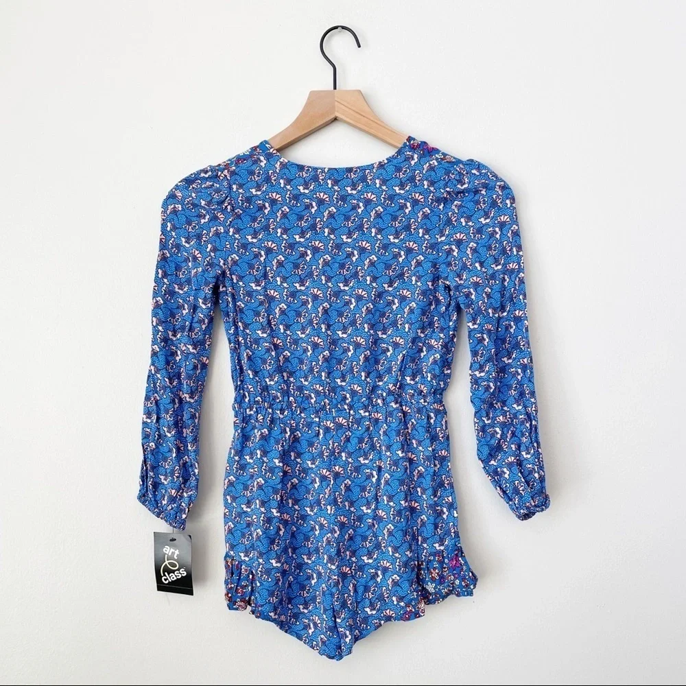 Art Class Blue Floral Mixed sprint Long Sleeve Romper